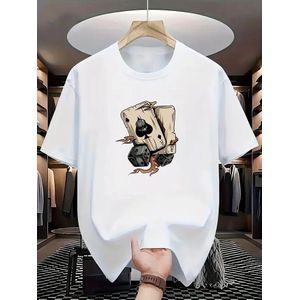 QUALITY COTTON ROUND NECK WHITE POLO T-SHIRT WITH DESIGN 