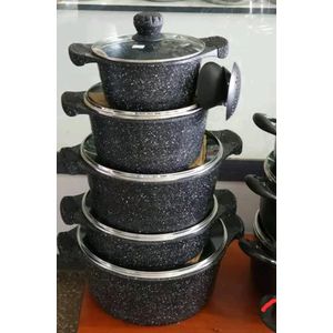 5 PCS Set Diecast Granite Pots 