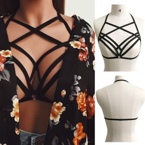 Women Girl Hollow Out Elastic Cage Bra Bandage Strappy Halter Bra