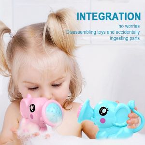 Digabi 1pc Youngsters Bath Toys - Cute Cartoon Elephant Shower Kettle, Pink And Blue Elephant Design, Fun Bath Time Water Play Accessories, Safe Non-Toxic Bath Toys Suitable for Youngsters Aged 18 Months And Above-Pink