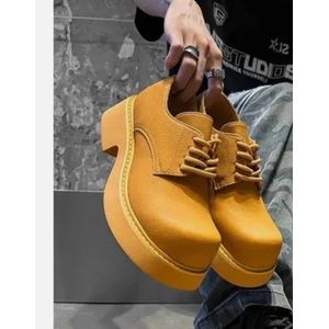 Casual men platform brown shoe