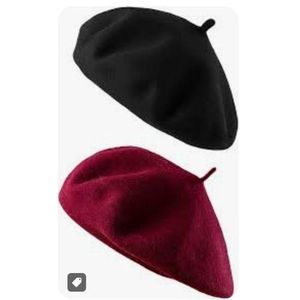 2pcs - Big Sizes Ladies Berets WINE AND BLACK