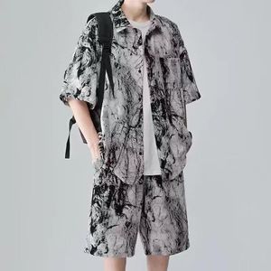2pcs Men's Short-Sleeved Set, Short-Sleeved Shirt + Shorts