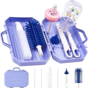 Bottle Cleaning Brush Set, 6 in 1 Travel Baby Bottle Brush Cleaner Set