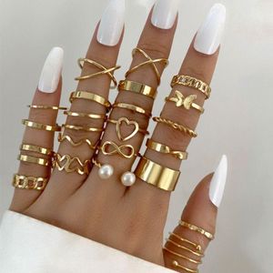 22 Knuckle Ring Set For Ladies/Women - Gold