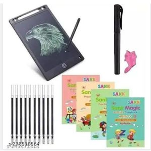 4-in-1 Magic Copybook + Writing Pad Combo Set for Kids with Reusable Pens