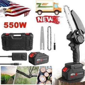 6"and 4" RECHARGABLE CORDLESS MINI CHAINSAW With Two 48VH Battery