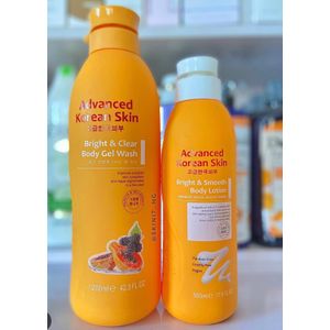 Advanced Korean Skin Bright&Clear body gel wash and bright&smooth body lotion.