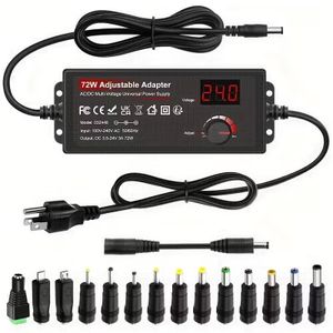 Power adapter with multiple interfaces, multi-functional laptop charger with adjustable universal interface