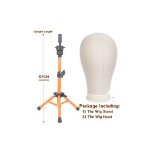 Canvas Dummy Head For Wigging And Wig Stand Clamp Combo
