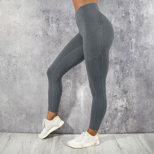 Women's Quick-Dry High-Elasticity Yoga Running Pants with Pockets - Solid Color Full-Length Gym Leggings, Non- Workout Tights Suitable for - Wear
