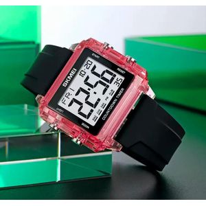 New Skmei Teen Boys And Men Digital Wristwatch - Black/Pink 