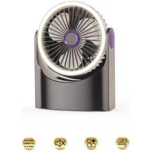 Multifunctional Portable Desk Fan with LED Light, Rechargeable Quiet Mini Table Fan, 3-Speed Personal Cooling Fan for Office, Bedroom, Travel, and Outdoor Use