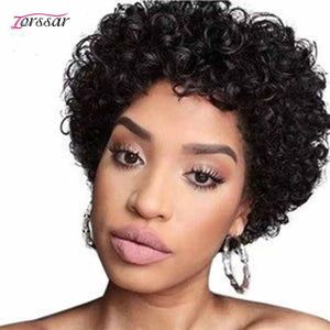 Curly Pixie Cut Human Hair Fullhine Short Bob Wig For Women