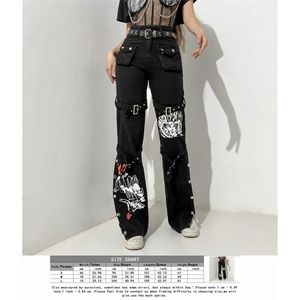 Fashion (Black)2023 Harajuku Y2k Jeans Men Fairycore Grunge Spider Print  High Waist Trousers Aesthetic Grunge Black Denim Pant Black Streetwear DOU