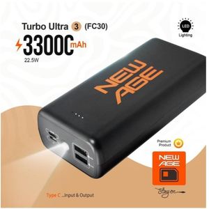 New Age 33000mAh Turbo Ultra 3 Fast 22.5W Fast Charging Type-C Input and Output Power-Bank