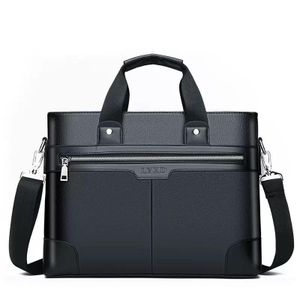 MEN'S BUSINESS LEATHER BAG BRIEFCASE, COMPUTER BAG, CROSSBODY BAG, SHOULDER BAG, LAPTOP BAG  -Black