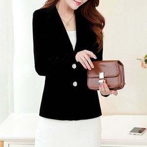 Black Gold Velvet Suit Jacket Women Spring Autumn Female Elegant