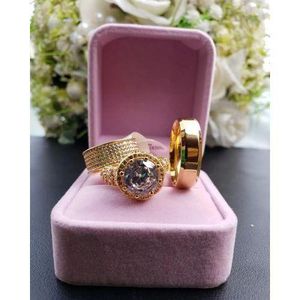 Royal Gold England Original & Non Fading Royal Gold Couple Wedding Ring Set with free gift