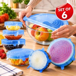 6pcs Reusable Silicon Stretch Lid Food Wrap Bowl Pan Kitchen