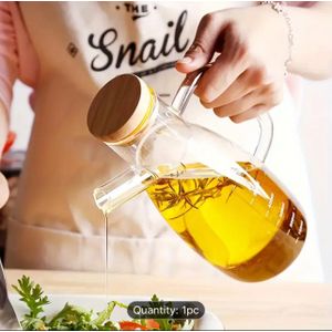 Transparent 1000ml Oil Bottle, Glass Olive Oil Dispenser, Leak-Proof Oil Jug
