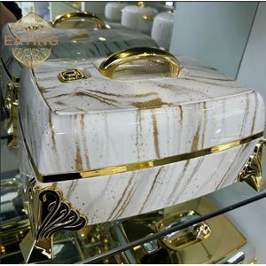 Clean Eating Opulent Film covering Charm High-End Thermal Container - Square Shape, Stainless Steel & Food-Safe Plastic, Luxury Finish(6.5L)