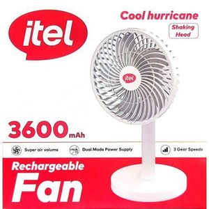 itel  3600mAh Rechargeable Fan with Rotating Head, 3 SPEED