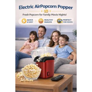 Electric Hot Air Popcorn Popper - Mini Homemade Corn Popper with Lid, Healthy Oil-Free Popcorn Maker for Family & Parties