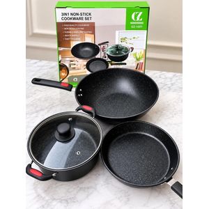  High quality 3in 1 cookware sets new design aluminum pots
