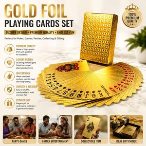 Gold Foil Playing Cards Set, Metallic Poker Cards with Luxury Design for Party Games, Family Entertainment & Collectible Gift