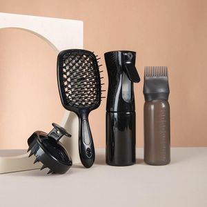 Spray Bottle, Cleaning Silicone Shampoo Brush, Oil Treatment Bottle, Hollow Comb, Hair Care and Hair Dyeing Comb Set