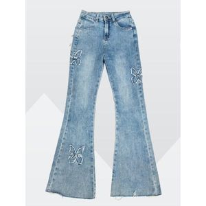 High quality ladies long length bootleg jeans 