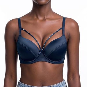 Binnys Navy Blue Bra,Trendy Feminine Underwire, Full coverage Bra, Unremovable Integrated Pads, Adjustable straps, Available in 40C Bra Size, Night Out Vacation Womens Bra
