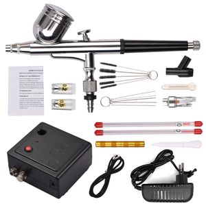 Multi-functional Airbrush Kit with Compressor Handheld Air Brush Set Dual-Action 5-Level Adjustable Pressure Max.25PSI with 2pcs Paint Cups for