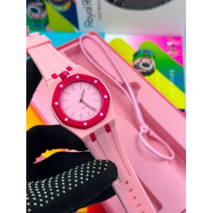 POEDAGAR Extra Sophisticated & Authentic Men's Pink/Red Silicon Rubber Strap Wristwatch For Big Boys 