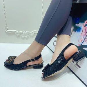 Classic Executive Ladies Trendy Low Heel Sandals-Black