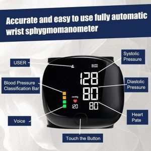 Newly Improved Digital BP Machine Electronic Wrist Type Touch LCD Screen+Voice Function +Rechargeable Cords+Portable Wrist Strap Blood Monitor Pressure Machine 