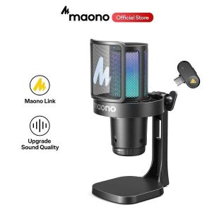 maono DGM20 Wireless Microphone USB Gamer Microphone-Noise Reduction RGB Lighting for PC Gaming Live Streaming Host Recording