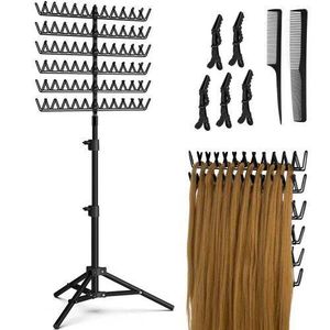 Professional Hair Extension And Attachment Stand with Clips & Adjustable Tripod