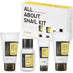Cosrx All About Snail Mucin Set with Snail Mucin Face Wash, Serum, Moisturizer & Eye Cream, Rejuvenating Kit