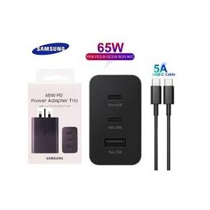 Samsung Original 65 Watts Charger Trio 3 USB Port Adapter With Type C To Type C Cable Charging Samsung Galaxy & Redmi Phones