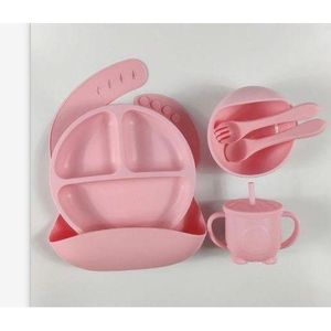 Baby Silicone Feeding Set-Plates, Bib, Cup,Spoon,Fork