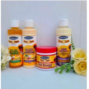 Mediana Zero 2 teen shampoo, conditioner, hair booster and leave-in conditioner.