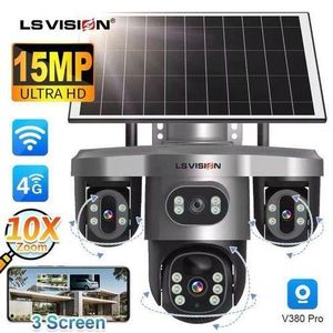 V380 4G Solar Triple Lens 360° Full Rotating Security Camera – All 3 Lenses Pan & Tilt Wireless Outdoor PTZ Security Camera with Night Vision, Motion Detection, SIM Card & V380 Pro App