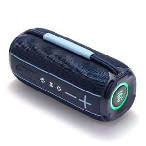 T&G TG-696 Wireless Bluetooth Portable Fabric IPX5 Waterproof Speaker Stereo Bass Woofer RGB Light TWS Speaker (BLUE)