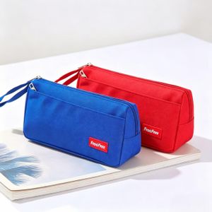 Large Capacity Oxford Pencil Bag 2 Pack Red Blue Waterproof PU Liner School Pouch For Students & Office