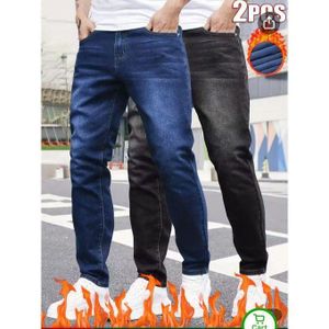 Men's 2 In 1 Stretch Regular Fit Black and Blue Jeans