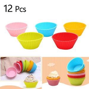 12 Flower shaped Silicone Cupcake Liners molds