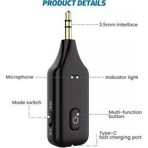 3 in 1 Bluetooth 5.1 Receiver And Transmitter 3.5mm AUX Hardsfree Audio Adapter Play Low Latency for Car Home TV Headphones