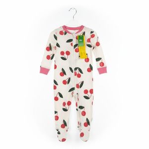 Dips Baby Unisex Long Sleeve Romper Cream with Cherries Baby Overall Zip-Up Sleepsuit Toddler Baby Jumpsuit  Soft Baby Wear Cute Comfortable Outfit